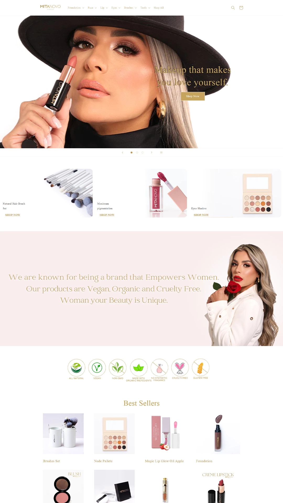 página web de Mitanovo Makeup